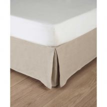 Washed linen bed skirt in beige 140 x 190cm classic chic style - Maisons Du Monde