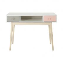 Weißer Schreibtisch im Vintage-Stil mit 2 Schubladen, grau und rosa Stil vintage Kinder Maisons du Monde