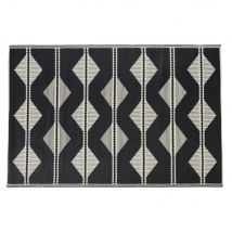 Wendeteppich aus Polypropylen mit ecrufarbenen und schwarzen Dreiecken, 180x270cm exotic Stil - Weiß - Pvc Und Synthetik - Maisons Du Monde