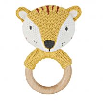 White, black and orange beech and cotton tiger rattle contemporary style - Beige , - Maisons Du Monde