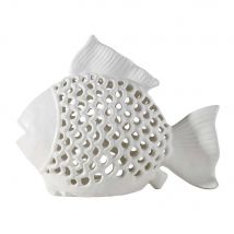 White Ceramic Fish Lantern sea side style - Maisons Du Monde