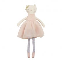 White, Gold and Pink Cat Doll Pink Fabric - Maisons Du Monde