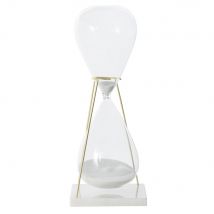 White hourglass in glass and gold metal classic chic style - White , - Maisons Du Monde