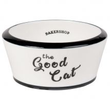 White Porcelain Cat Bowl With Black Print D17 estilo - Branco - Porcelana - Maisons Du Monde