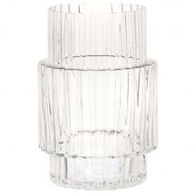 Windlicht aus geriffeltem transparentem Glas Stil classic chic Kristall Maisons du Monde