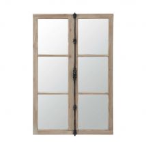 Window Mirror, Fir Wood and Black Metal 80x120 country style - White - Maisons Du Monde