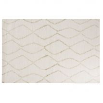 Wit en beige wollen, katoenen en juten tapijt, 140x200 hedendaags stijl - Maisons Du Monde