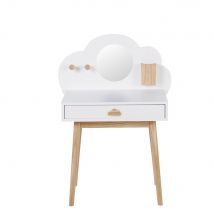 Witte en natuurkleurige kinderkaptafel met 1 lade Wit Spaanplaat - Kind - Maisons Du Monde