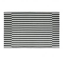 Woven Polypropylene Rug With Black And White Striped Print 120x180cm contemporary style - Oeko-Tex certified - Pvc And Synthetic - Maisons Du Monde