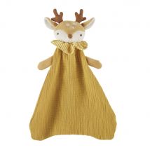 Yellow, beige and brown reindeer baby comforter style - White - Cotton - Maisons Du Monde