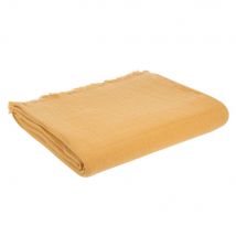 Yellow Cotton Blanket 130x170 contemporary style - Maisons Du Monde