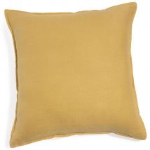 Yellow Washed Linen Cushion 60x60 classic chic style - Maisons Du Monde