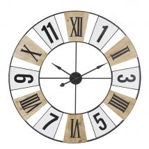 Zweifarbige Wanduhr aus Metall mit Lochmuster D120 Stil industrial Maisons du Monde