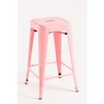REGALOS MIGUEL- taburete bajo color rosa en acero reforzado estilo -