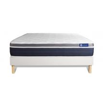 Actisom - Conjunto colchón espuma viscoelástica kit de base de cama 120 x 200 cm estilo - Blanco - Poliéster