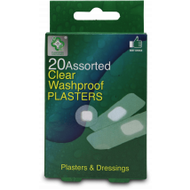 A+E Assorted Clear Washproof Plasters 20 Pack