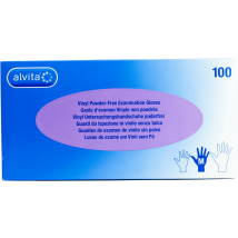 Alvita Vinyl Powder Free Examination Gloves medium 100 Pack