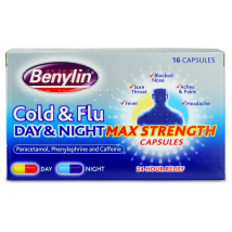 Benylin Cold & Flu Day and Night Max Strength 16 Capsules