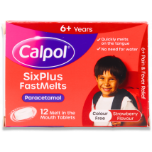 Calpol SixPlus Fastmelts Strawberry 12 Tablets