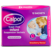 Calpol Sugar Free Infant Suspension Strawberry 12 Sachets