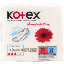 Kotex Ultra Thin Pads Normal with Wings 14 Pack