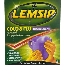 Lemsip Cold & Flu Sachets Blackcurrant 5 Sachets