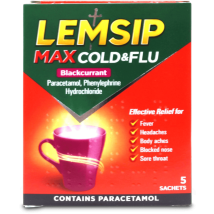 Lemsip Max Cold & Flu Blackcurrant Sachets 5 Pack