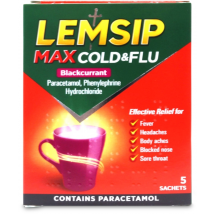 Lemsip Max Cold & Flu Blackcurrant Sachets 5 Pack