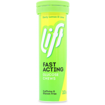 Lift Fast Acting Glucose Chews Tube Lemon & Lime 10 Pack
