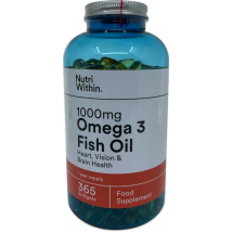 Nutri Within 1000mg Omega 3 Fish Oil 365 Soft Gels