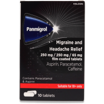 Panmigrol Migraine and Headache Relief 250mg/250mg/65mg 10 Tablets