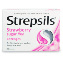 Strepsils Strawberry Sugar Free 36 Lozenges
