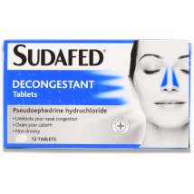 Sudafed Decongestant 12 Tablets