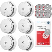 Savs  S10 Rookmelder met magneet 6-pack  Wit