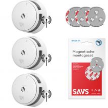 Savs  S10-W Koppelbare rookmelder met magneet 3pack  Wit