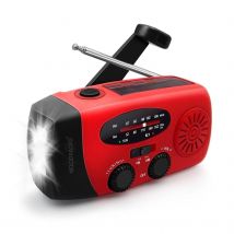 Noodradio ® Solar Powerbank Opwindbaar Rood  Rood