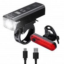 Exortus  Oplaadbare LED Fietsverlichting set  Zwart