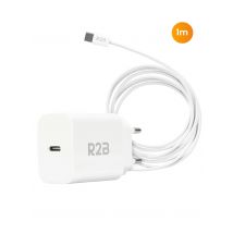 R2B  USB-C Kabel 1 meter met USB-C Adapter  Wit