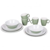 Bo-camp  Servies Two-tone 16 Stuks  Groen
