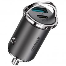 Wegman  45W Autolader USB C & USB A  Grijs