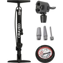 Craved  Fietspomp met drukmeter  Zwart  Zwart