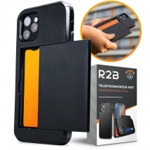 R2B  iPhone 15Pro Hoesje met pasjeshouder  Zwart