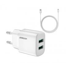Joyroom Dual USB-A + Lightning kabel  Wit  Wit