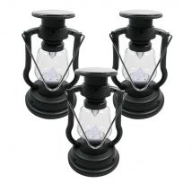 Rextech  solar lantaarn Oil  Set van 3  Zwart