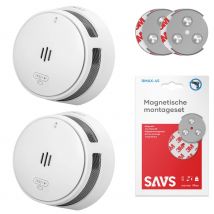 Savs  S10 Rookmelder met magneet 2-pack  Wit