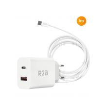 R2B  USB-C Kabel 1m met USB-A & USB-C Adapter  Wit