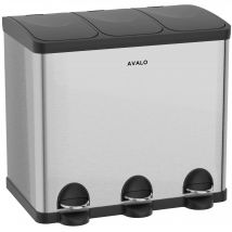 Avalo  Prullenbak 3x20L  RVS  Zilver