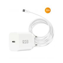 R2B  USB-C Kabel 2 meter met USB-C Adapter  Wit