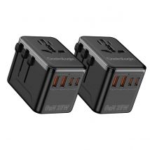 Gastrologix.  Reis Wereldstekker Snellader 180 landen DUO  Zwart