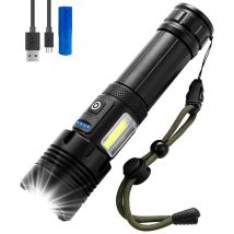 Exortus  Oplaadbare LED Zaklamp voor Nood  Zwart